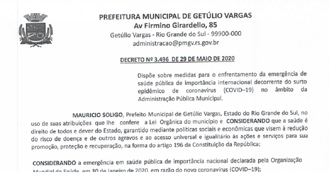Decreto 3.496   Distanciamento Social