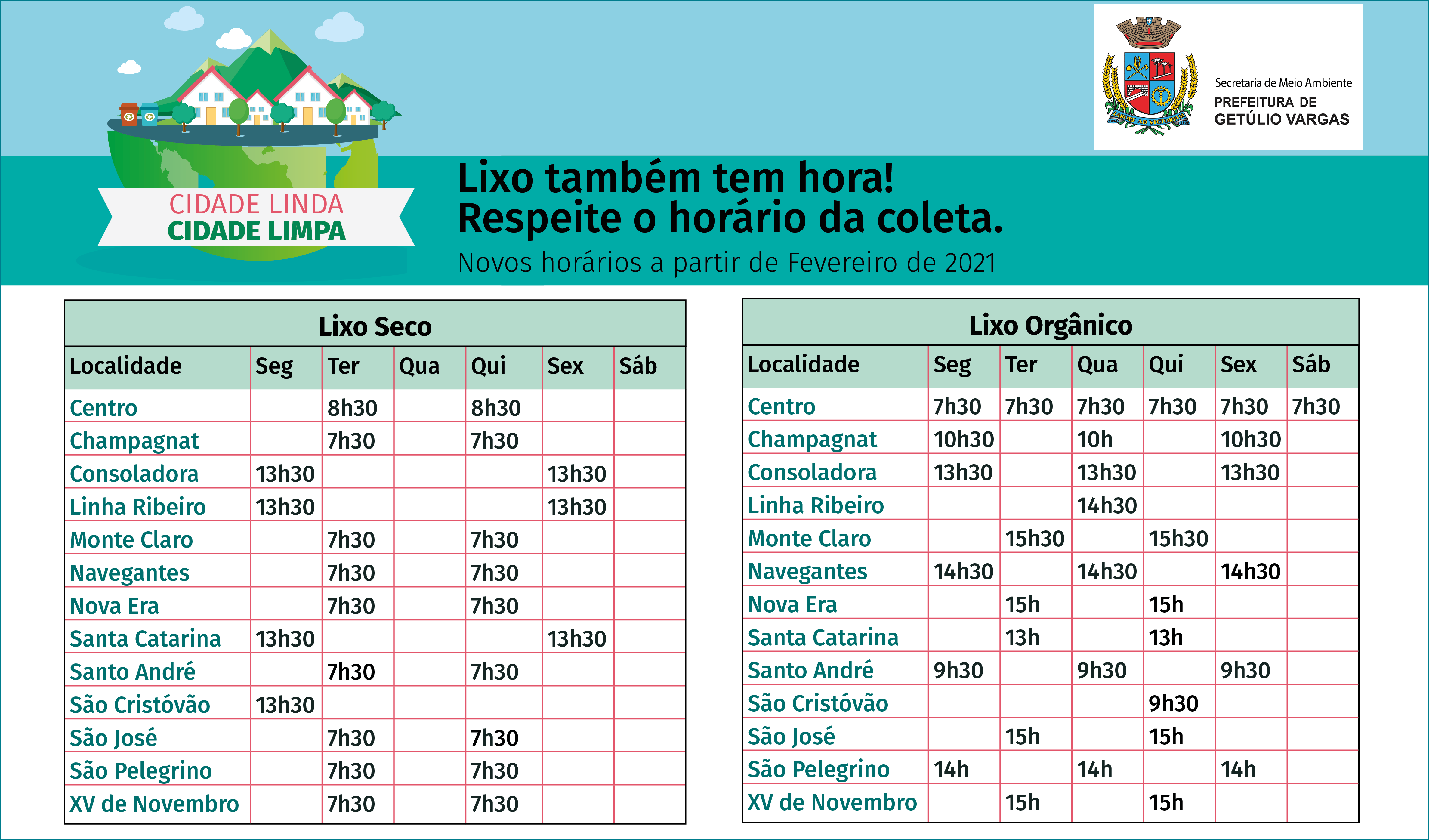 Horário Lixo Fevereiro 2021
