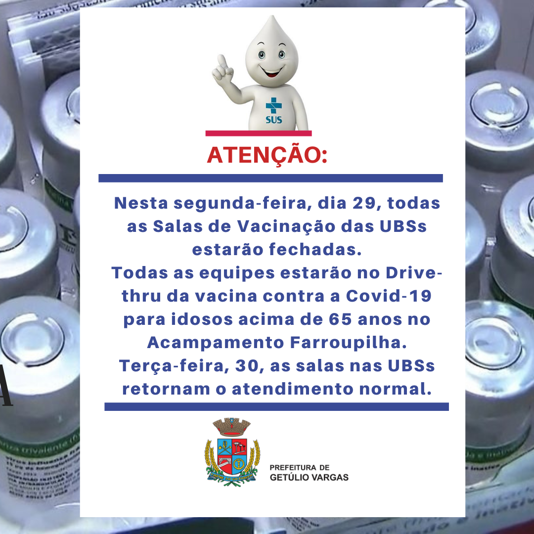 Dia 29 salas de vacinação fechadas