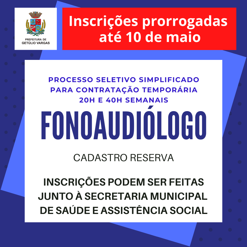 INSCRIÇÕES PRORROGADAS FONOAUDIÓLOGO