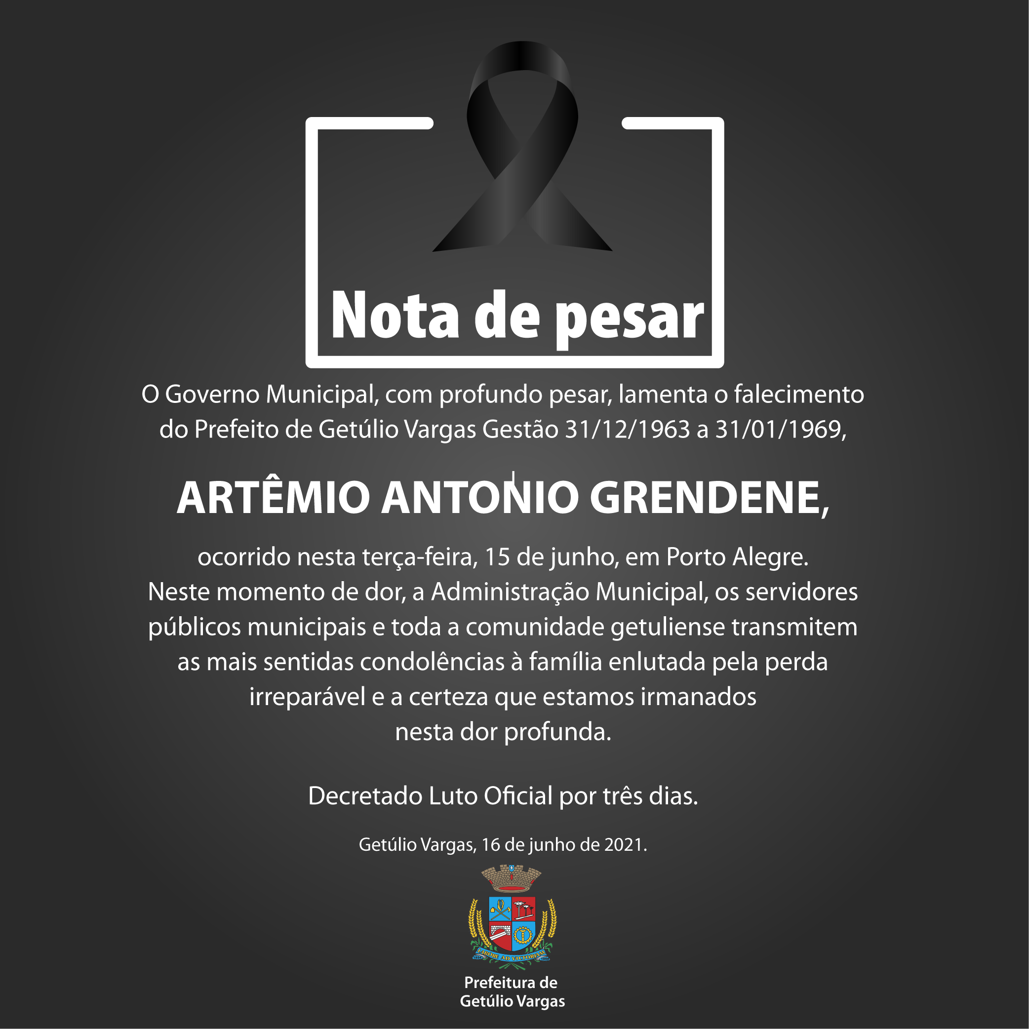 Nota de pesar ex-prefeito