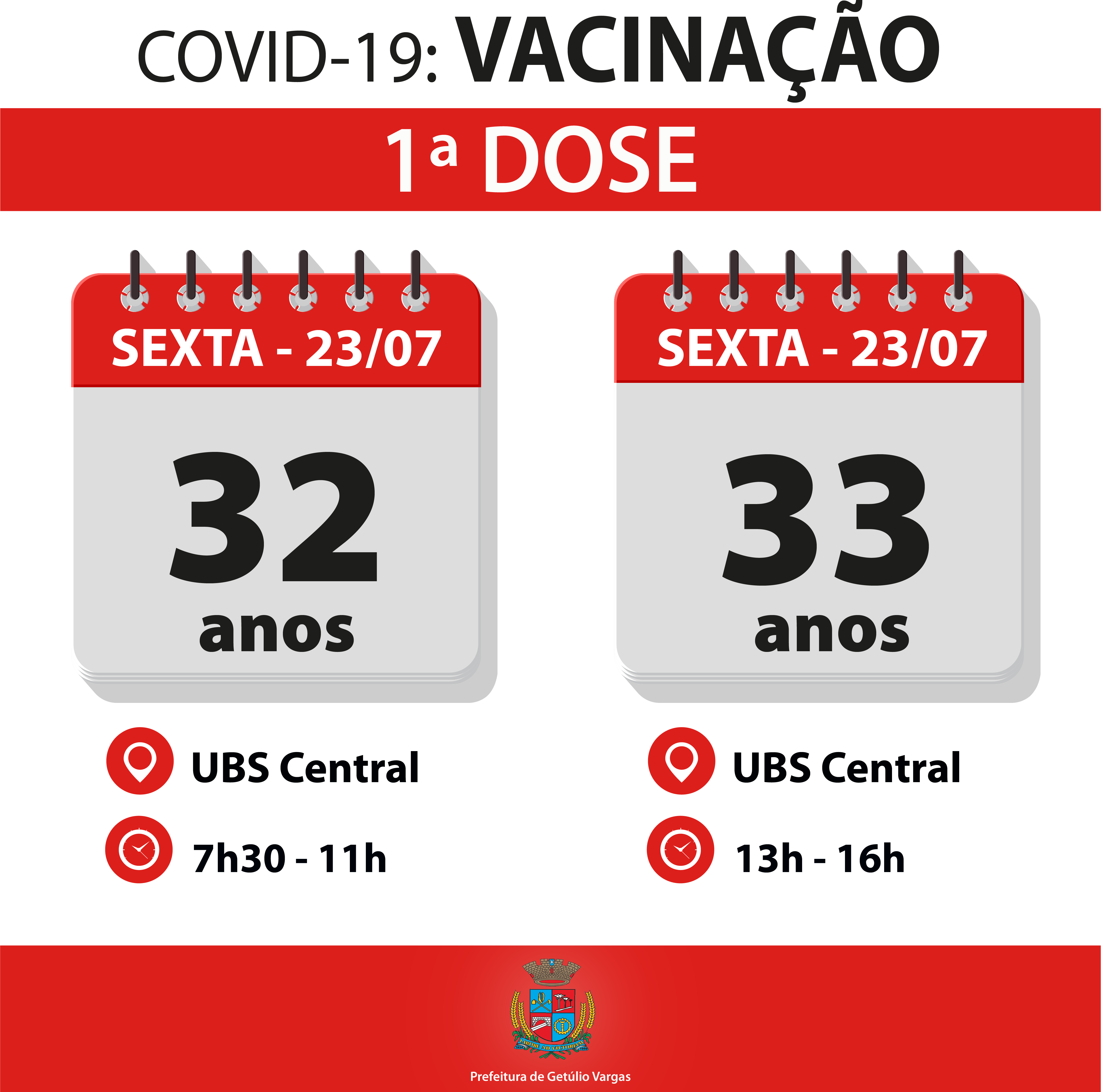 VAcinas adiantadas 33 e 32 anos