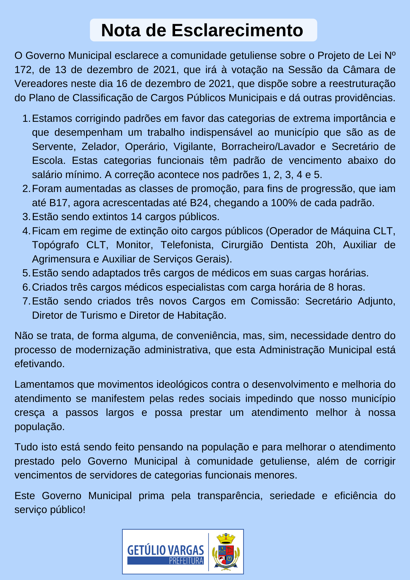 Nota de Esclarecimento - 16..12.2021