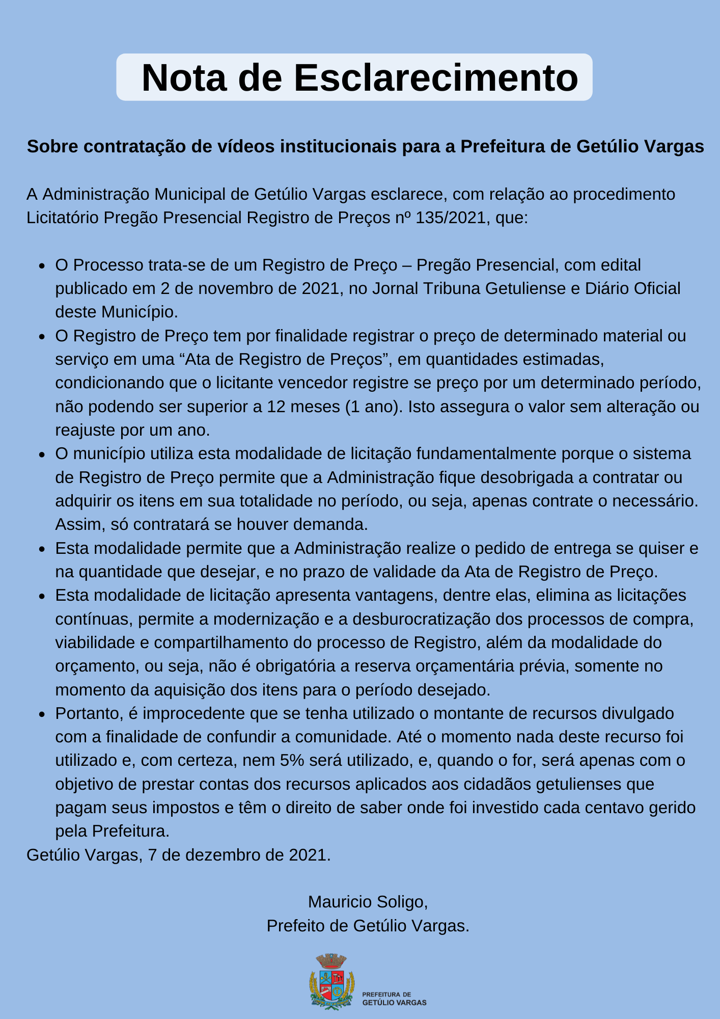 Nota de Esclarecimento