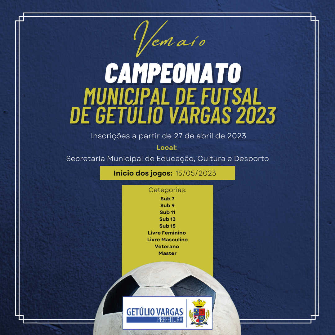 Inscrições Campeonato Futsal 2023