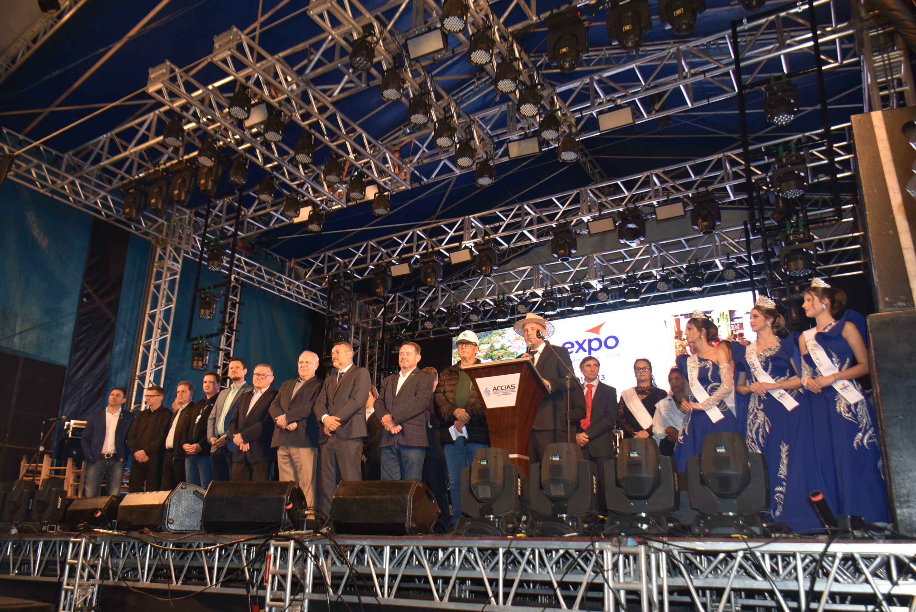 Presidente da Expo Getúlio Vargas, Roberto Paulo Galina, durante seu pronunciamento