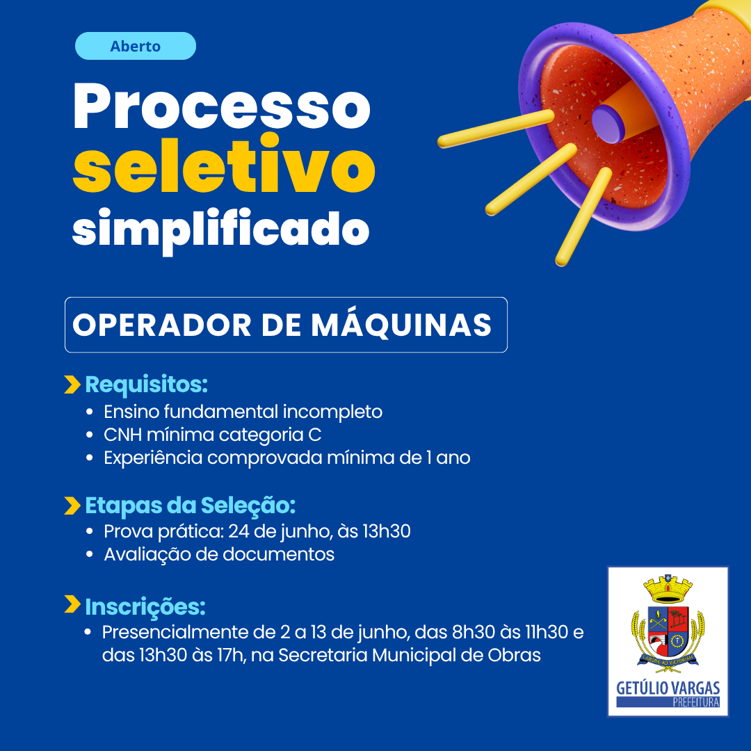 Processo Seletivo Operador de Máquinas