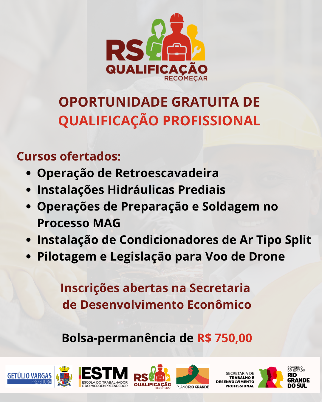 Município adere ao programa RS Qualificação Recomeçar e amplia oferta de cursos profissionalizantes