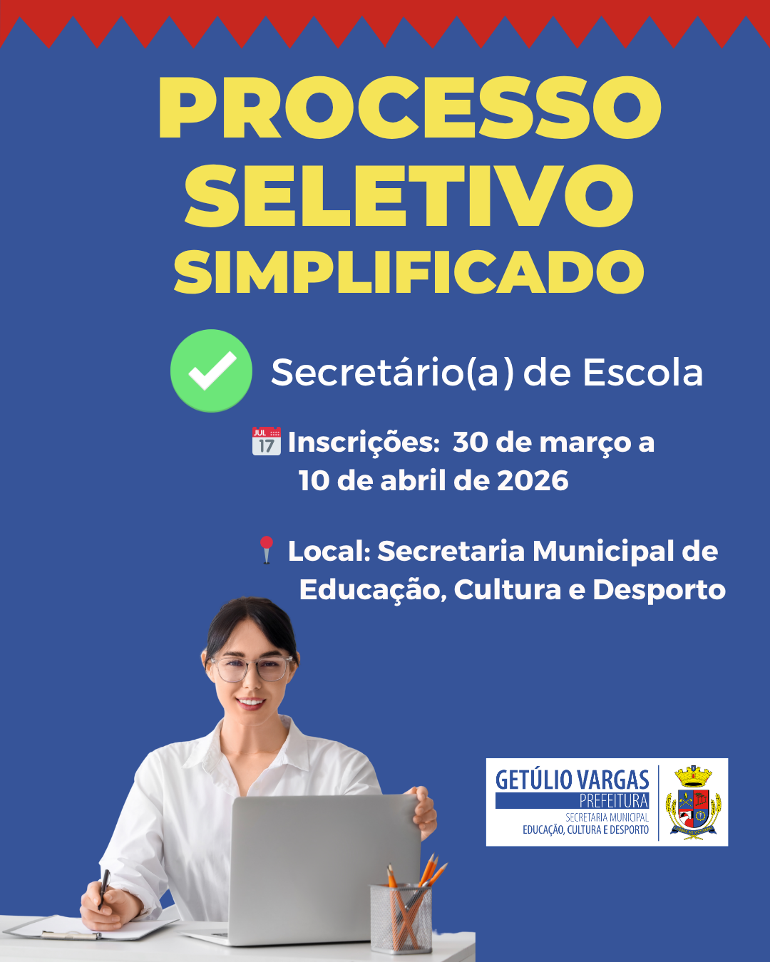 Prefeitura de Getúlio Vargas abre Processo Seletivo para Secretário de Escola